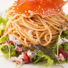 ワタリガニの濃厚トマトソース　スパゲッティ